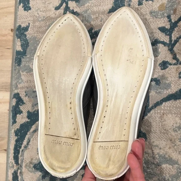 Miu Miu Gray and Silver Slip-On Sneakers - Picture 8 of 10